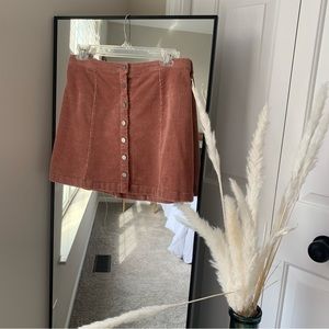 Corduroy Pink Button Up Mini Skirt
